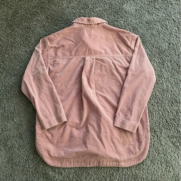 Madewell Pink Ribbed Soft Corduroy Yorkway Oversized Shirt-Jacket Shacket Sz S - Picture 12 of 12